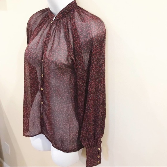 Cleobella Richie Button Down Sheer Red Blouse XS - Picture 6 of 16